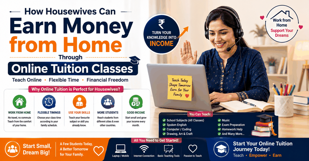 How Housewives Can Earn Money from Home Through Online Tuition Classes